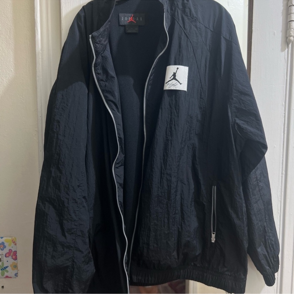Jordan Black Windbreaker with Logo Patch